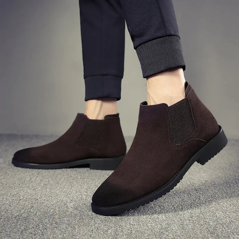 Men's Leather High-Top Chelsea Boots